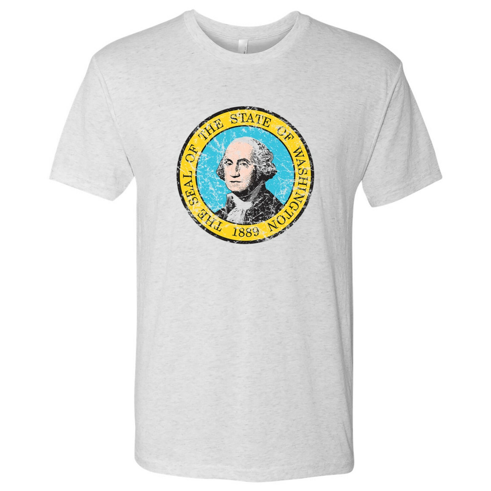 Washington Flag – State Pride Triblend Mens T-Shirt – Heather White