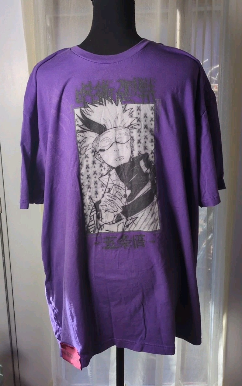 Sadfamx Jujutsu Kaisen Satoru Gojo Anime Short Sleeve T Shirt Purple Men&rsquo;s XXL