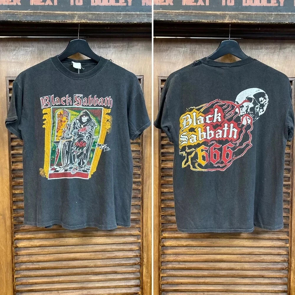 Black Tour Retro 2 Side Black Cotton Unisex T-shirt Reprint S-5XL