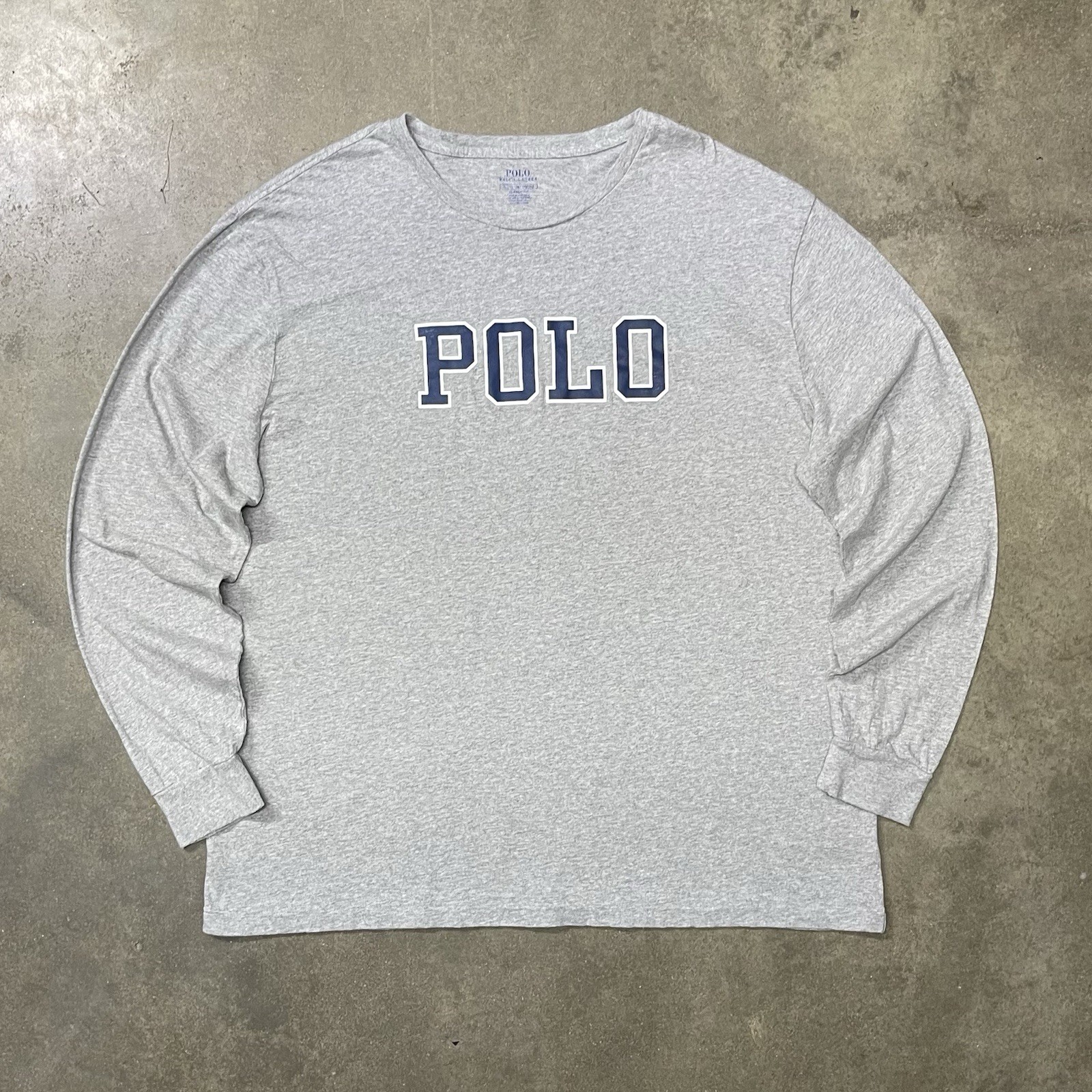 Polo Ralph Lauren Long Sleeve Shirt Mens XL Gray Collegiate Logo Classic Fit