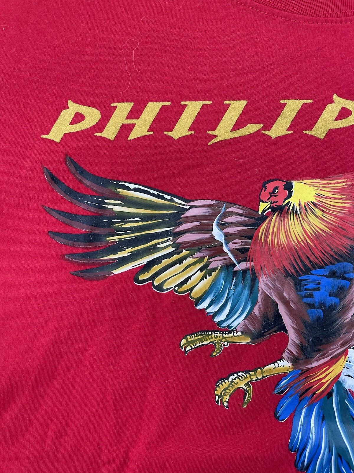 Vintage Dibuho Hand Painted Tshirt Men Medium Graphic Philippines Rooster