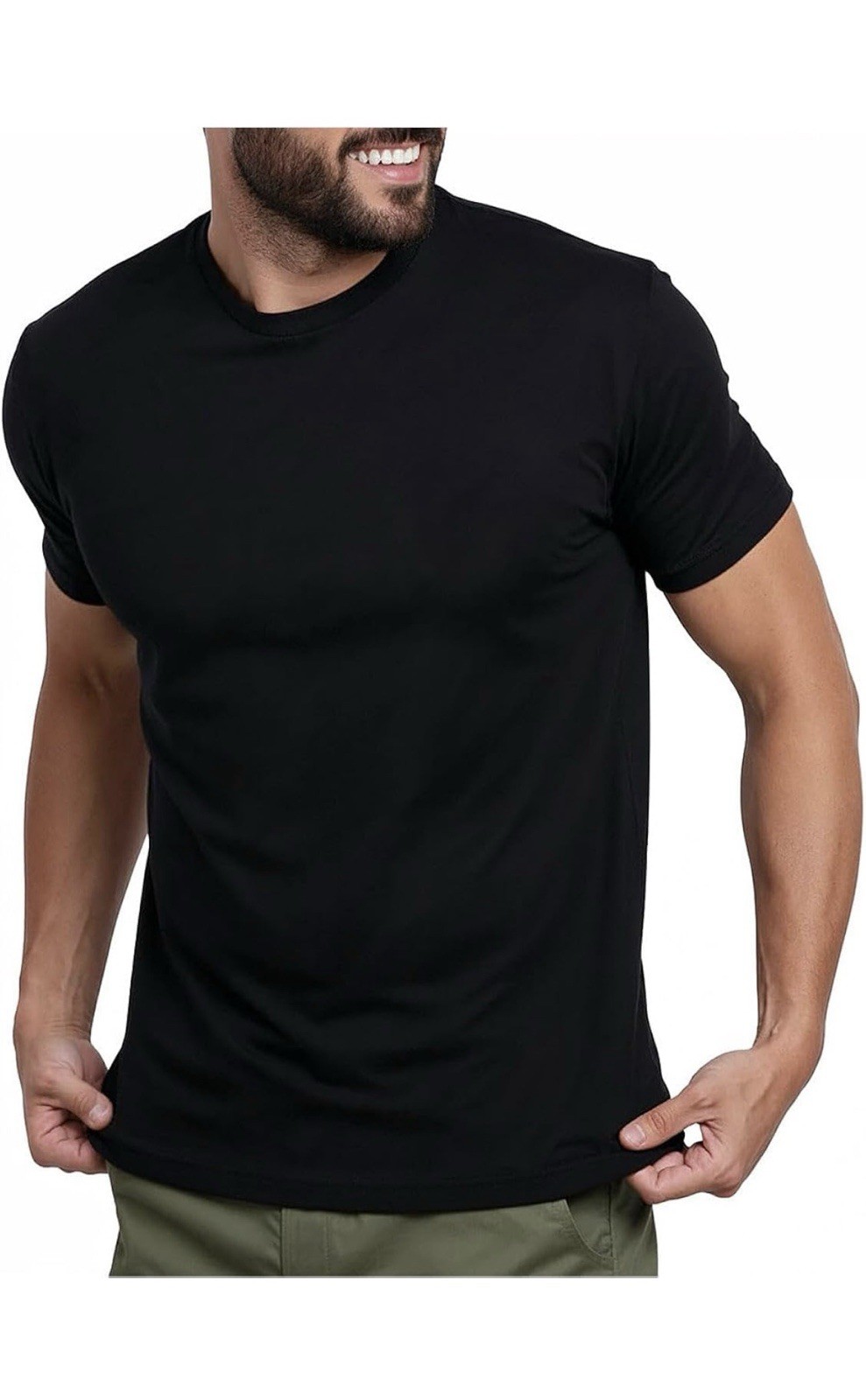 Men&rsquo;s T-Shirt Short Sleeve Casual Solid Color Crew Neck Slim T-Shirt 100% Cotton