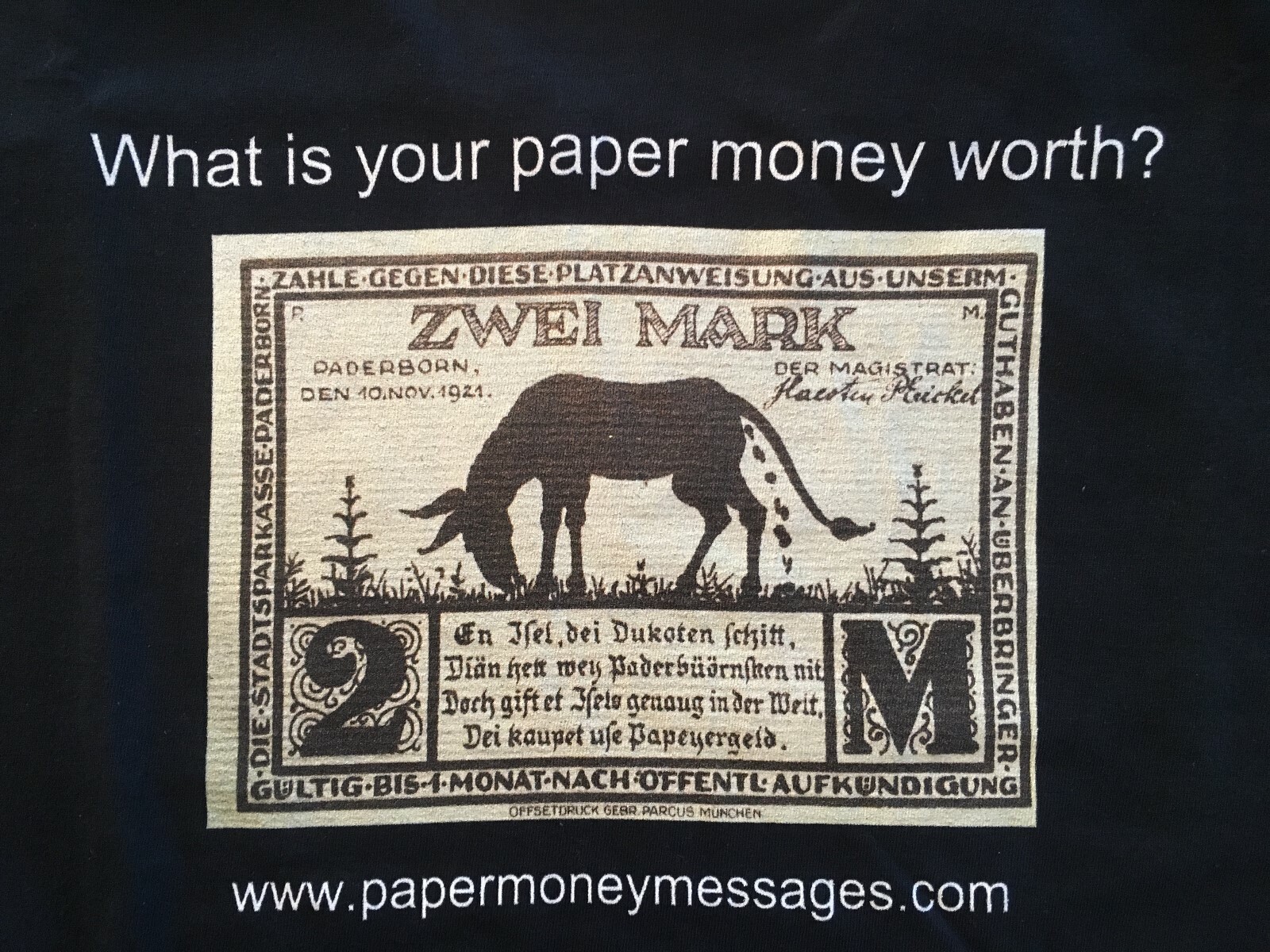 TShirt about Money, Attention Grabber, Paper Money Messages, Large Size, Unique
