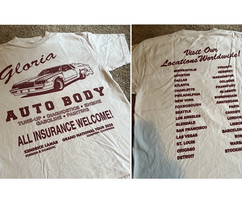 Kendrick Lamar GLORIA AUTO BODY 2025 Grand National Tour T Shirt