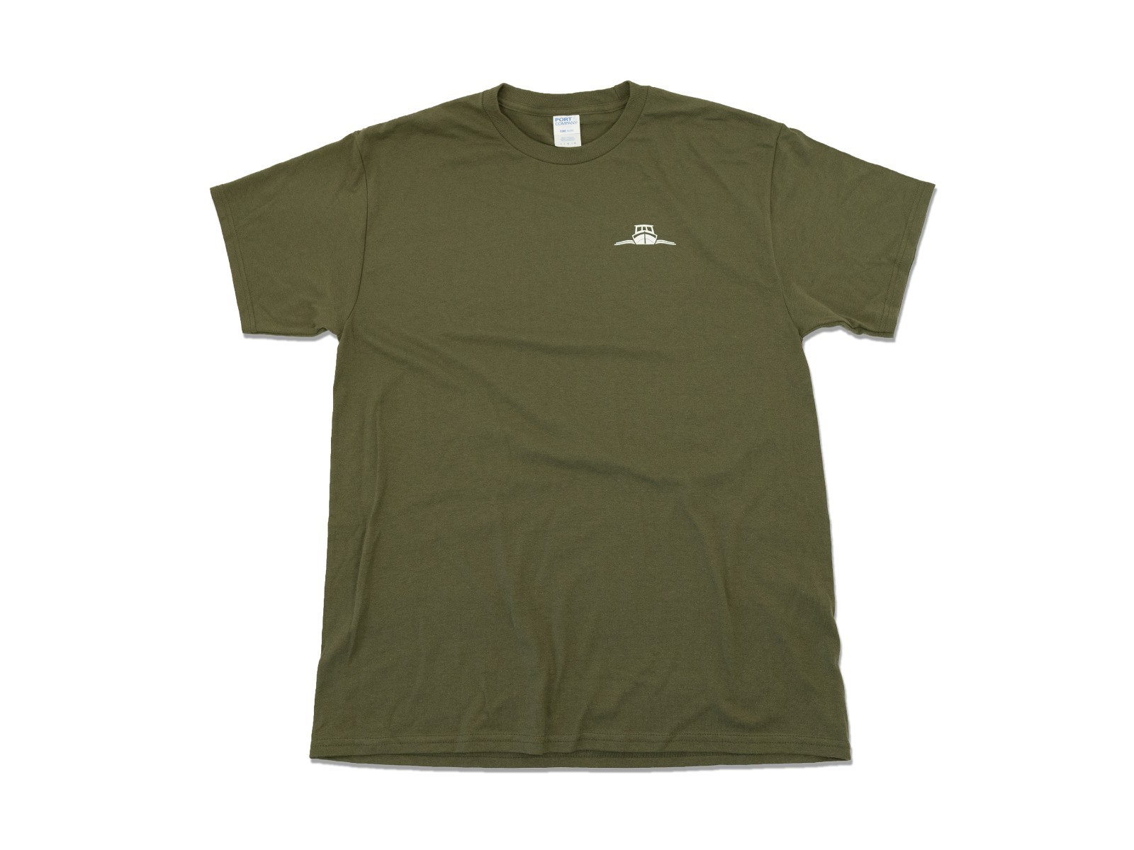 Olive Green Hewescraft Shirt with Boat and Fish