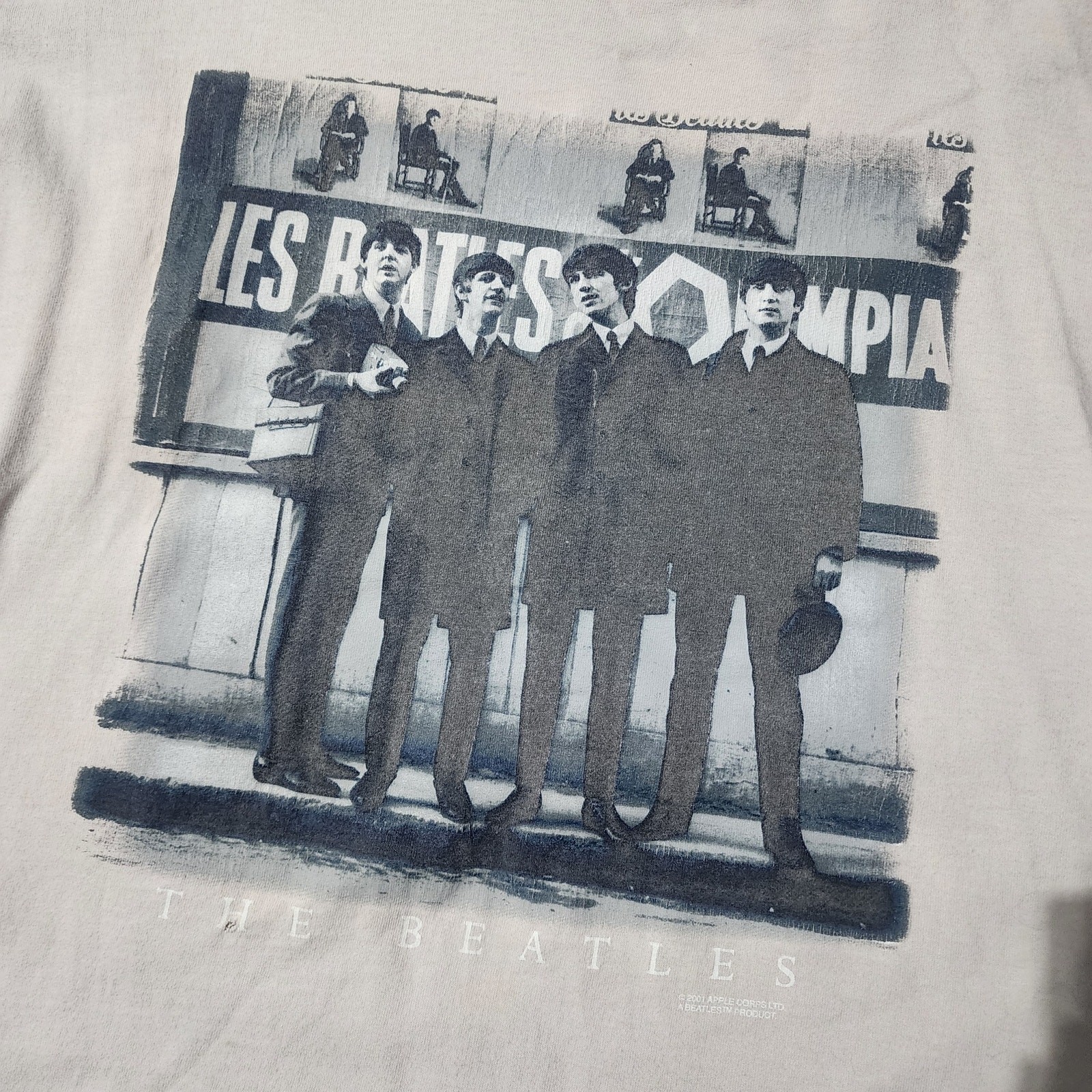 Vintage The Beatles Olympia Photo Tee White Murina USA XL 90s Rock Band