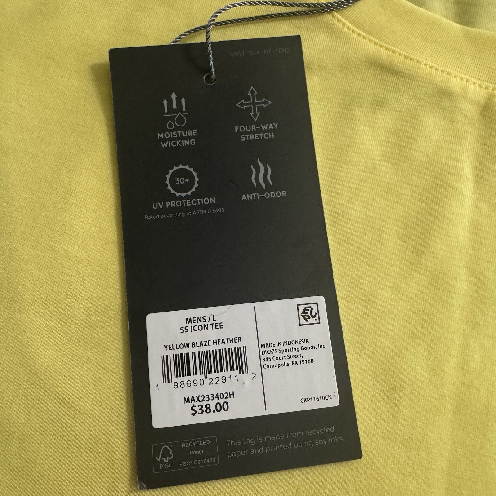 VRST Men’s Icon Tee Size Large T-Shirt Yellow Blaze Heather Soft