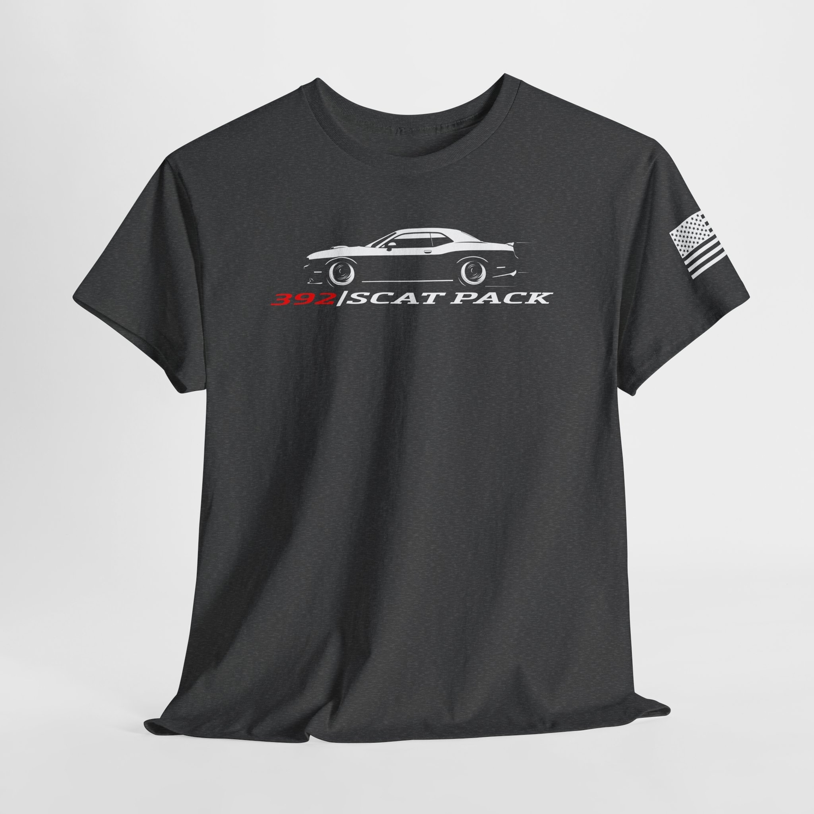 Challenger R/T Scat Pack T-Shirt 392 HEMI Patriotic Flag Sleeve – Sizes S-5XL