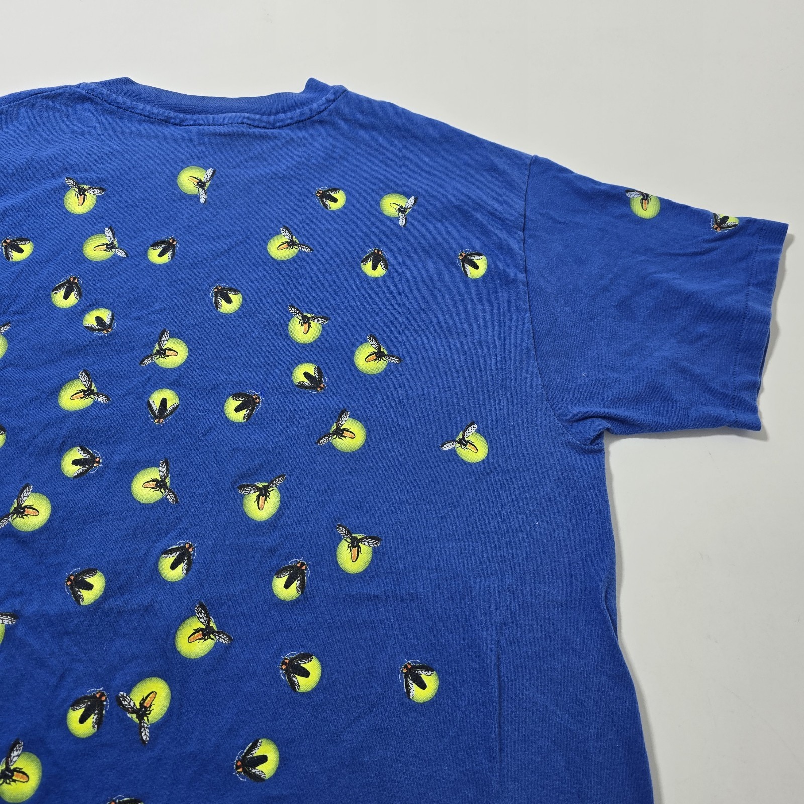 VTG 90s Dan Gilbert Fireflies Glow In The Dark AOP Men’s Blue T-Shirt Size Large