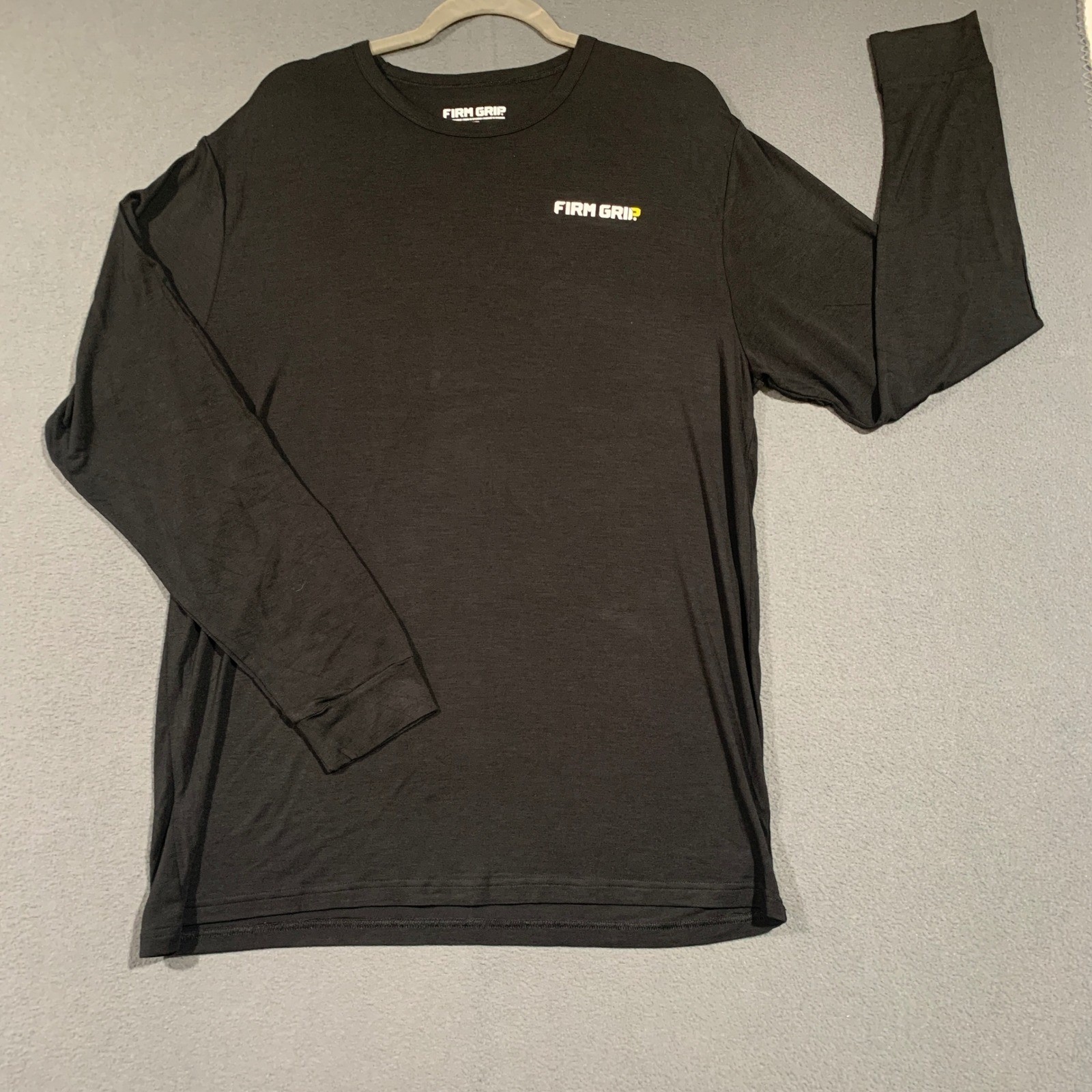 Firm Grip Mens XL Black Long Sleeve Performance T-Shirt Logo Workwear Stretch