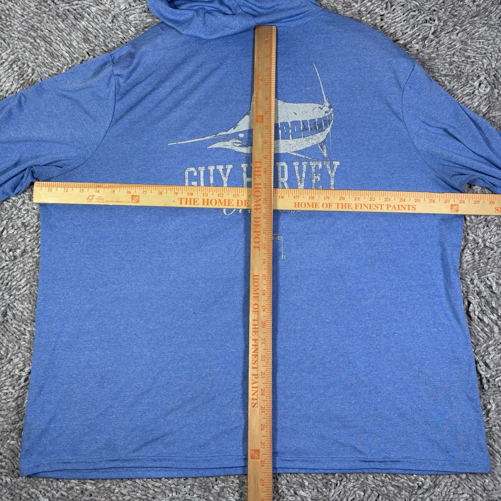 Guy Harvey Lightweight Hoodie Mens XXL Baby Blue Stretch Activewear Beach Breath