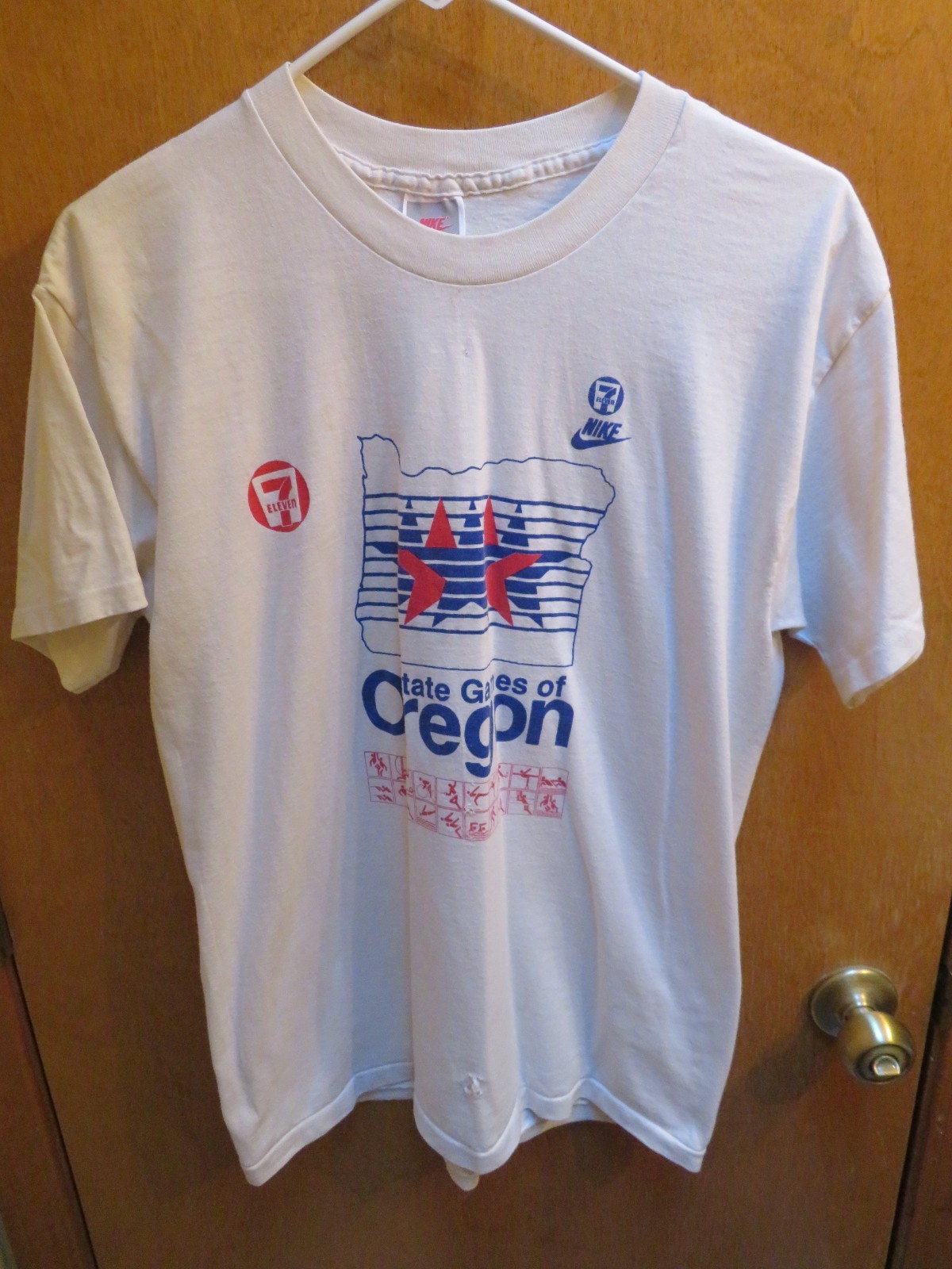 Vintage 80s Nike 7 Eleven State Games Of Oregon Shirt Single Stitch White L