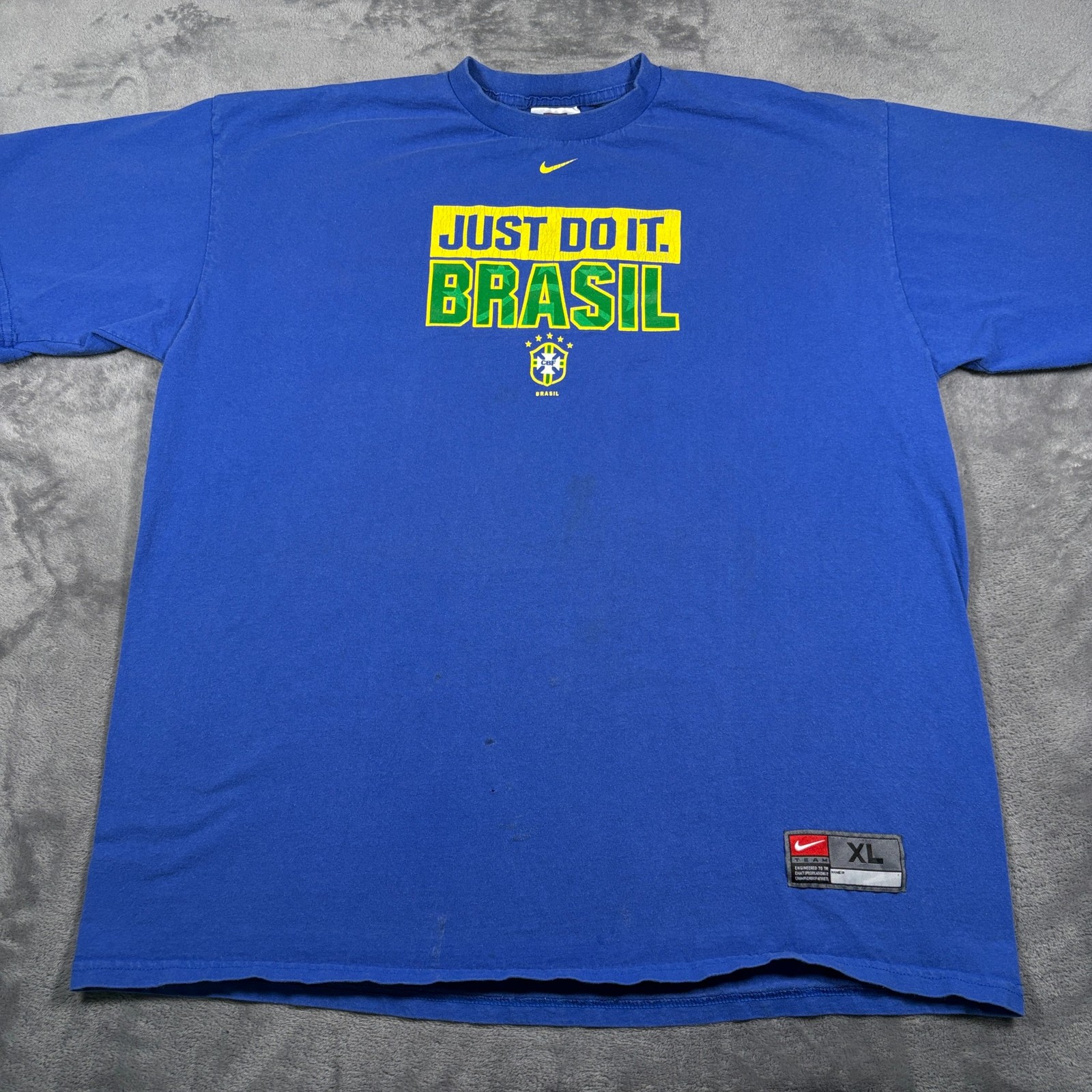 Vintage Nike Team Just Do It Brazil Football T-Shirt Mens XL CBF Spellout Logo