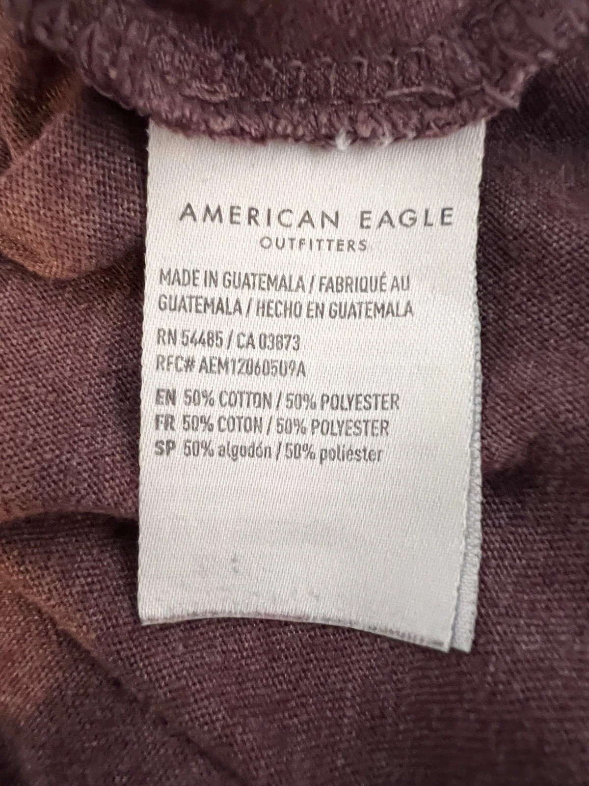 American Eagle Super Soft Women’s Crewneck Short Sleeve Maroon Graphic Spelliut