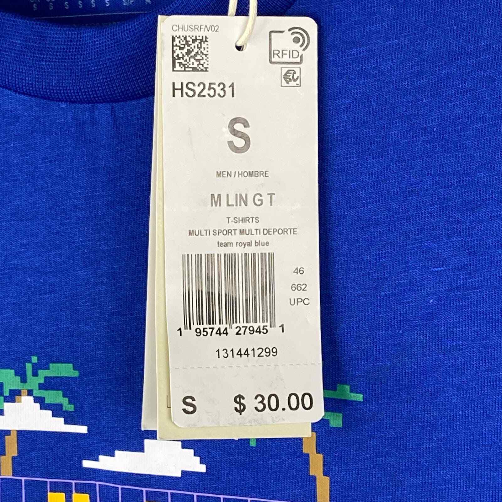 Adidas Men&rsquo;s Small Crew Neck T-Shirt Multi Sport Team Royal Blue NEW