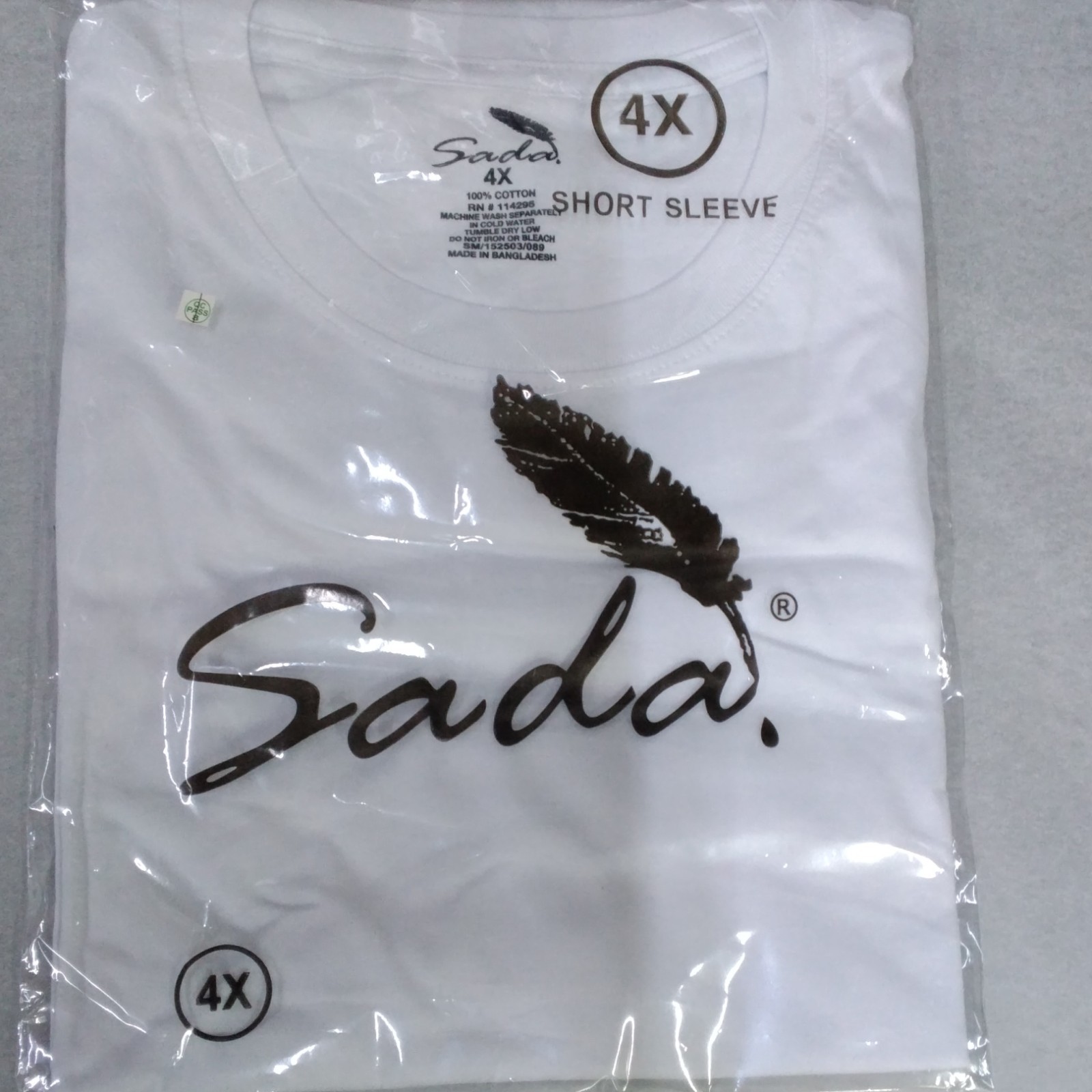 Sada Men&rsquo;s White 4X Cotton Knit T-Shirt Short Sleeve Crew Neck