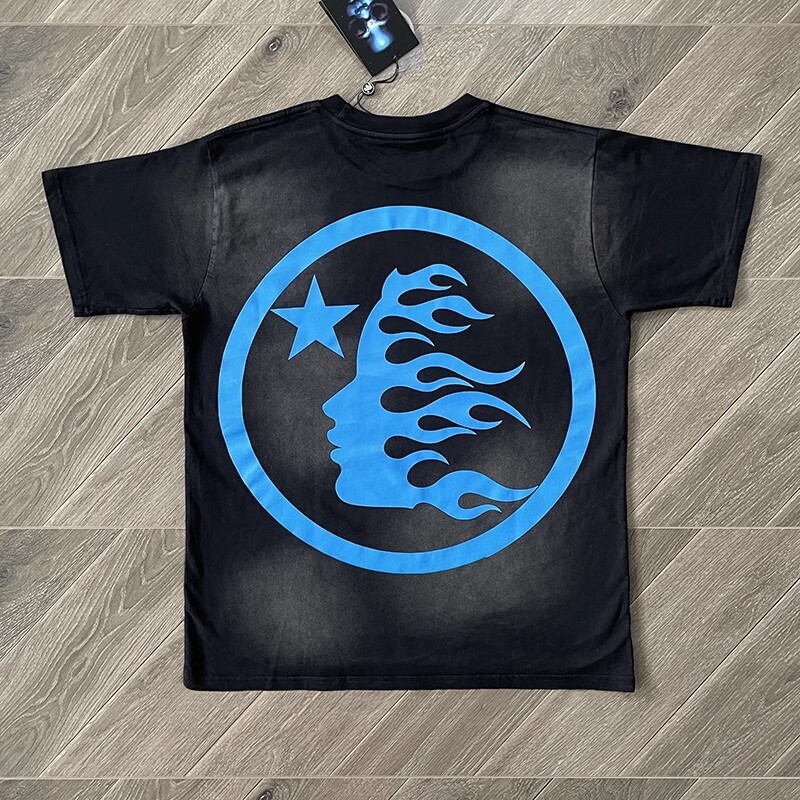 Hell Studios star Gel Sport Logo tee men&rsquo;s cotton washed short sleeved T-shirt