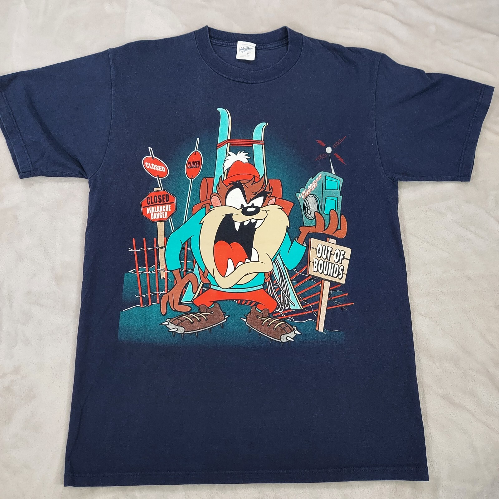 Vintage USA Velva Sheen Mens Shirt Tee Taz Looney Tunes 90s Large Short Sleeve