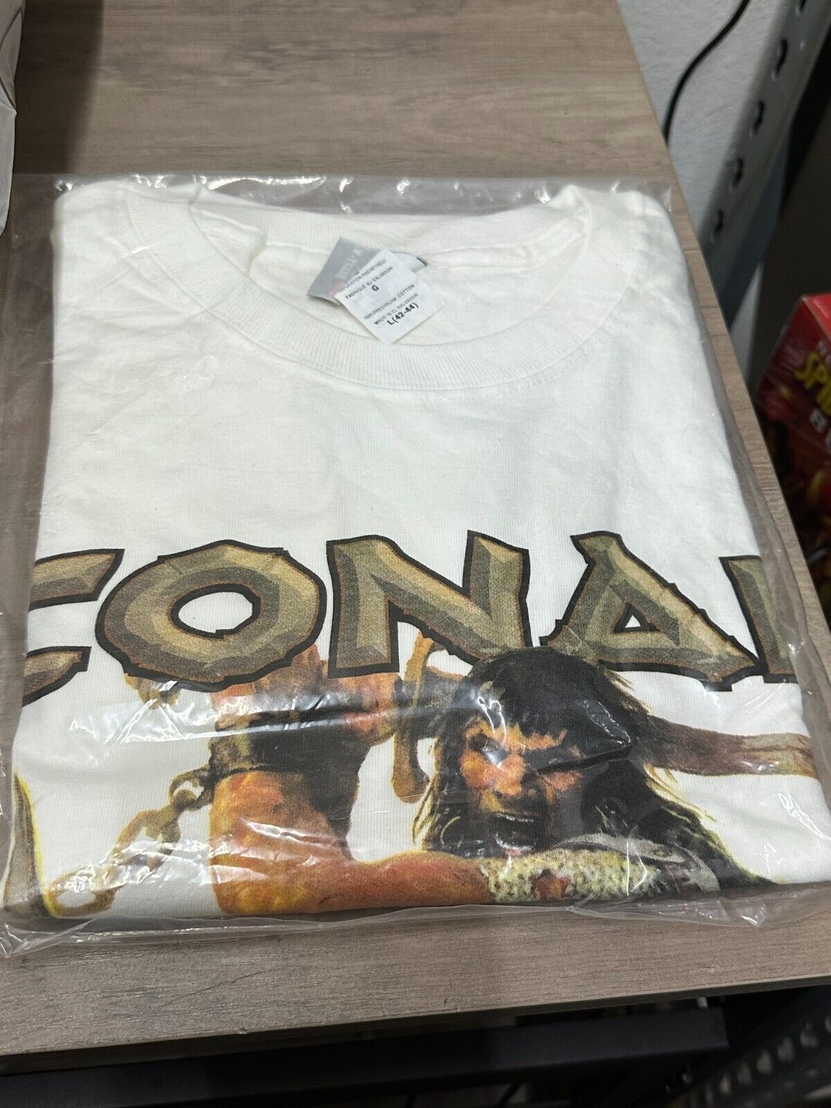 Vintage 2005 White Conan The Barbarian Graphitti Designs T Shirt (NEW)
