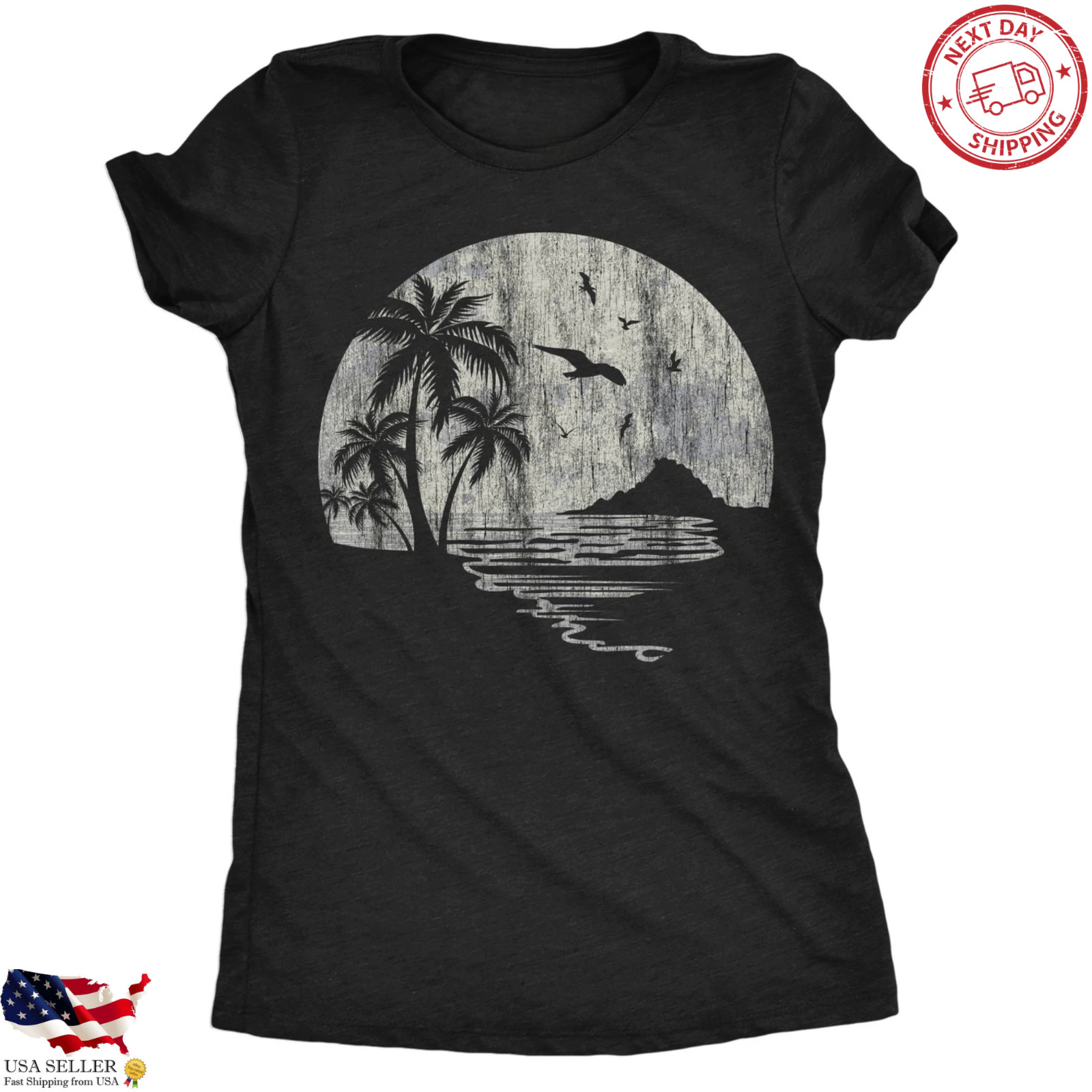 Moon Beach Vacation Funny Women&rsquo;s Graphic T-Shirt