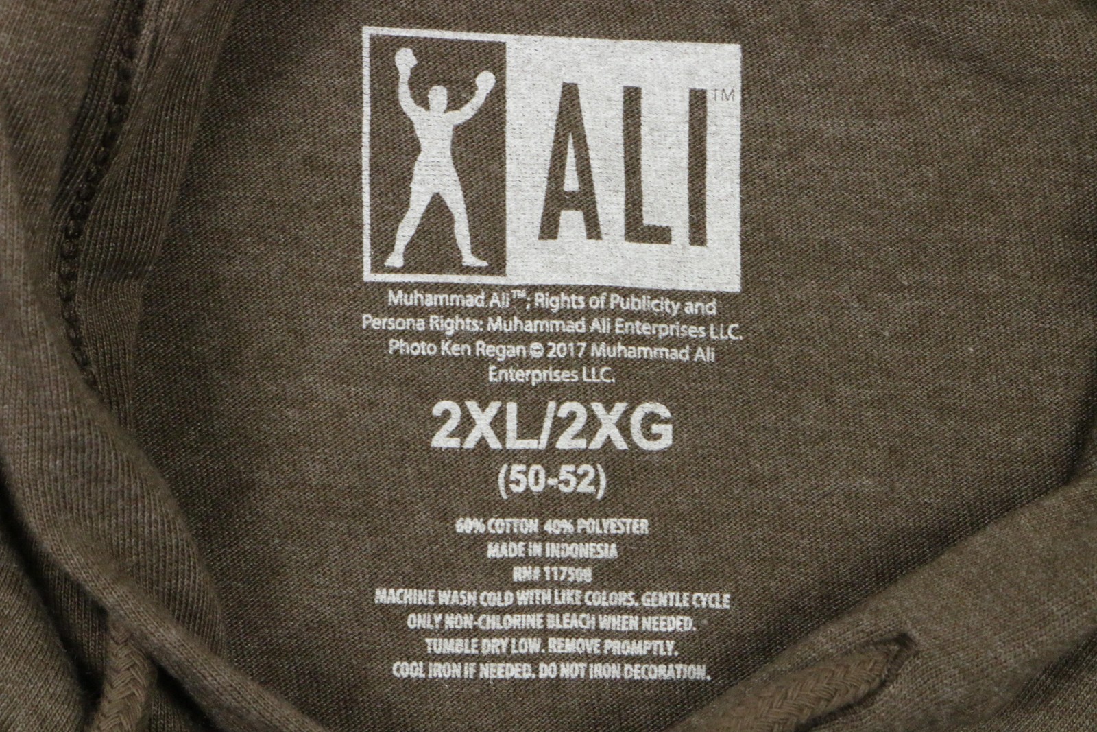 Ali Shirt Mens 2XL Brown Muhammad Ali The Greatest Hooded Sleeveless Tee Boxing