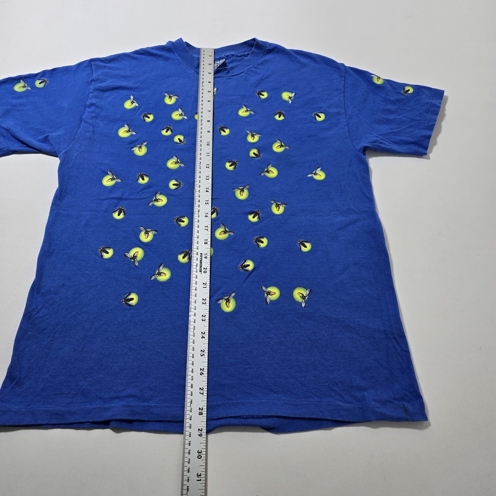 VTG 90s Dan Gilbert Fireflies Glow In The Dark AOP Men’s Blue T-Shirt Size Large