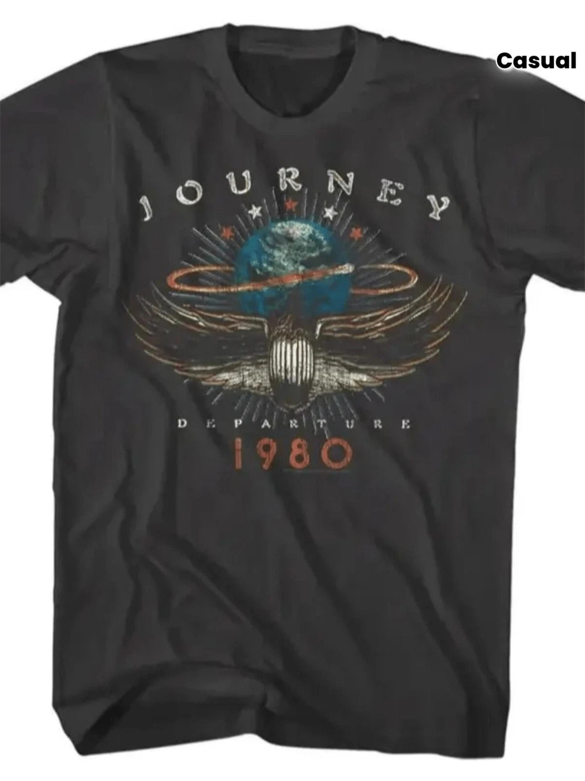 Vintage 1980s Rock Band Graphic Black Crew Neck T-Shirt S-4XL