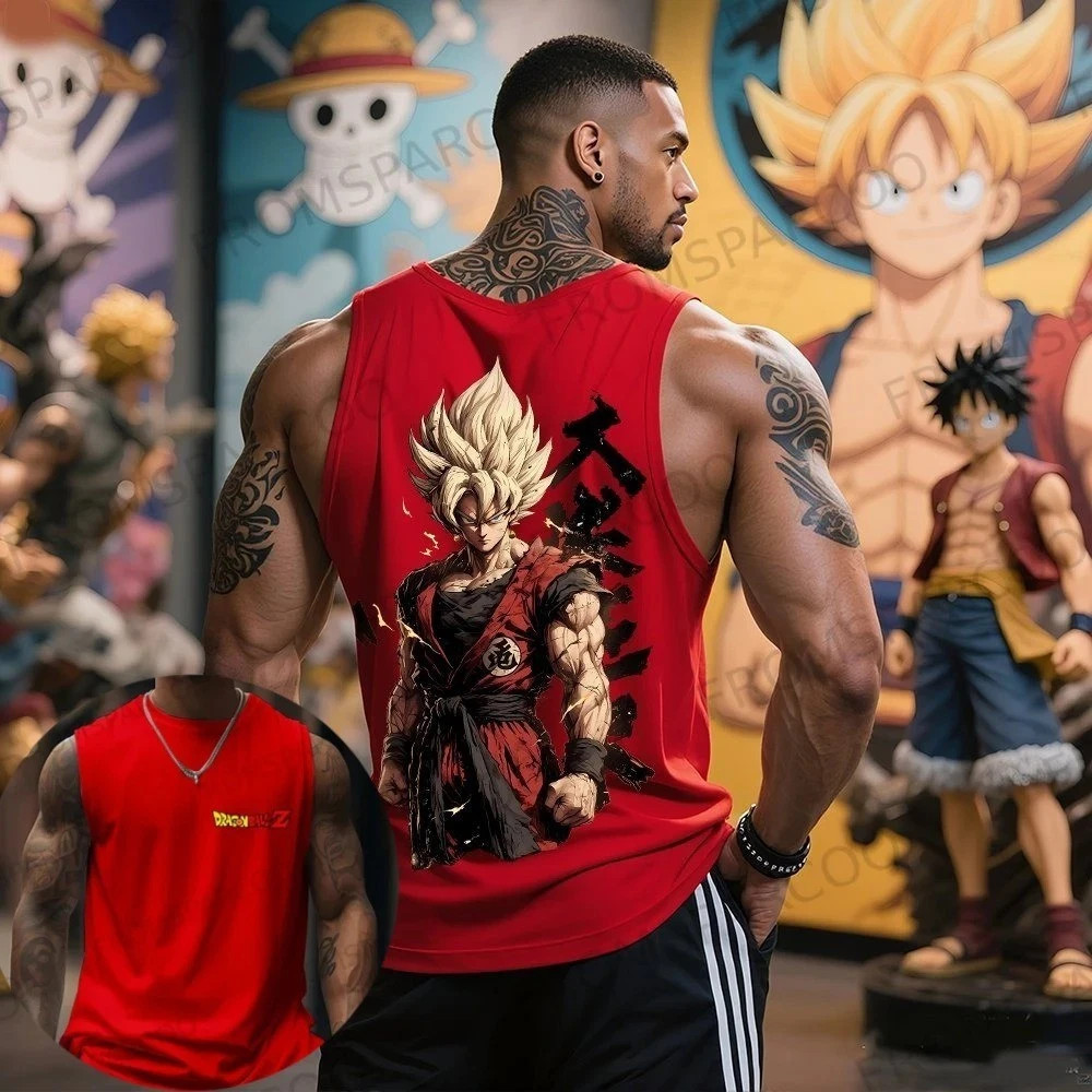 Ball Goku Anime Printed Pure Cotton Tank Top American Men&rsquo;s and