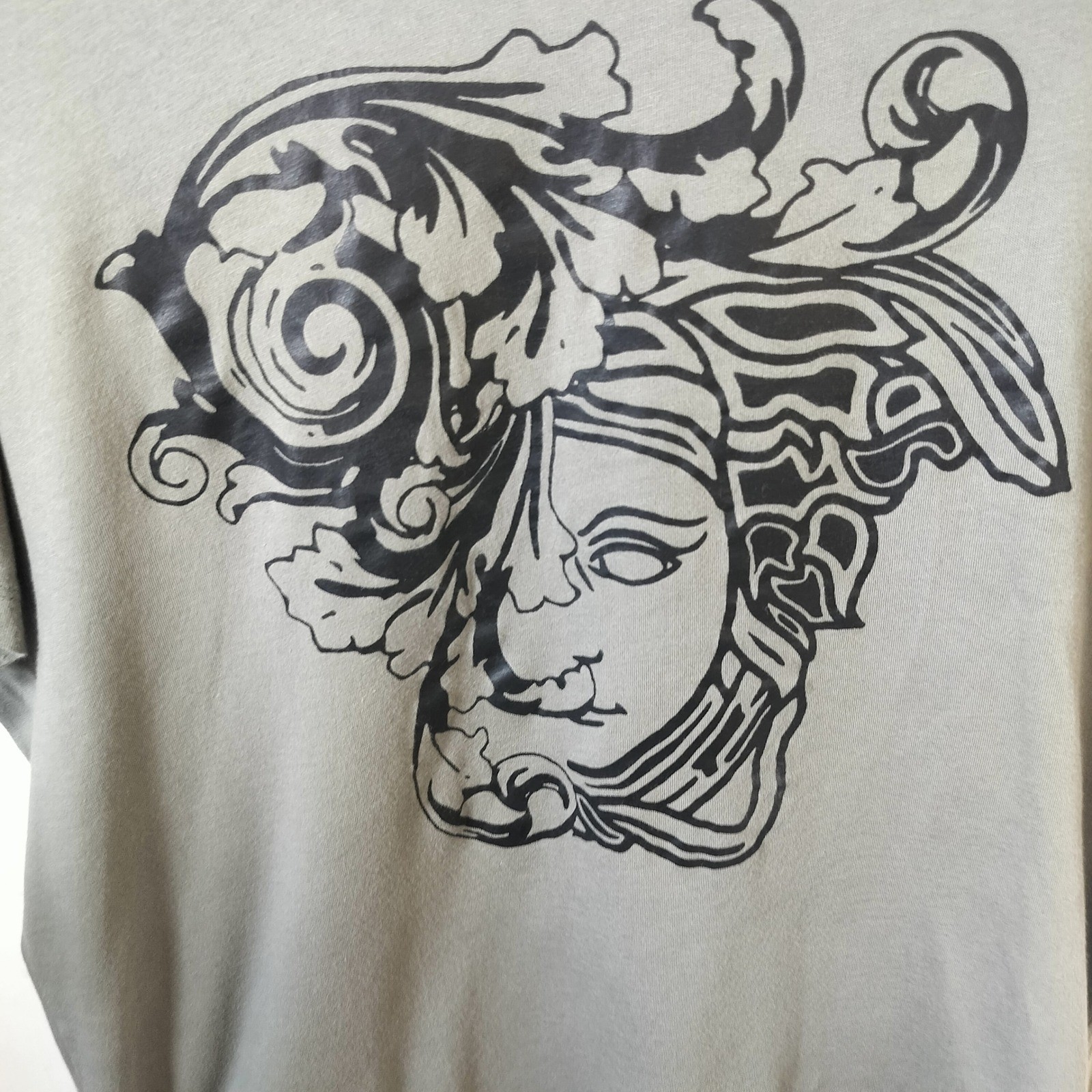 Versace Collection Medusa Graphic T-Shirt Olive Green Grey Mens Crew Neck Tee