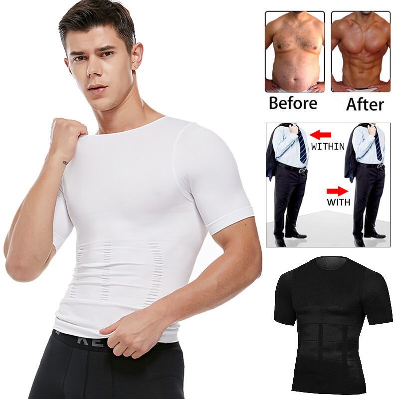 Men Slimming Body Shaper Posture Corrector Vest Abdomen Compression T-Shirts Top