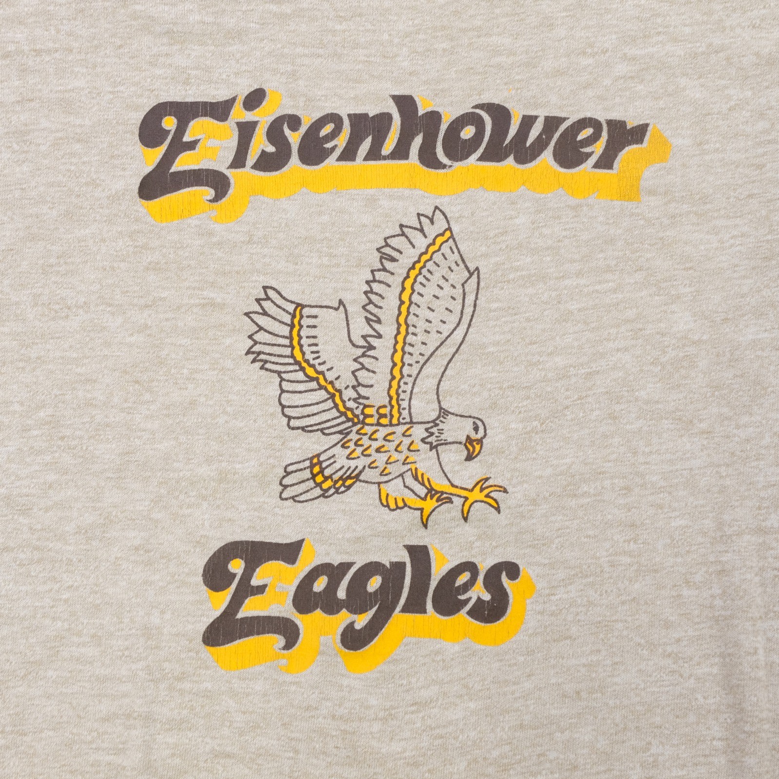 Rare VTG RUSSELL ATHLETIC Eisenhower Eagles High School Ringer T Shirt 70s SZ L