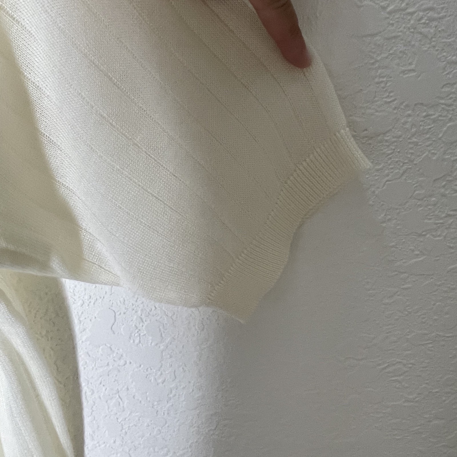 Vtg Henri Valdise Collection Short Sleeve Knit Shirt Mens Sz M Cream Semi Sheer