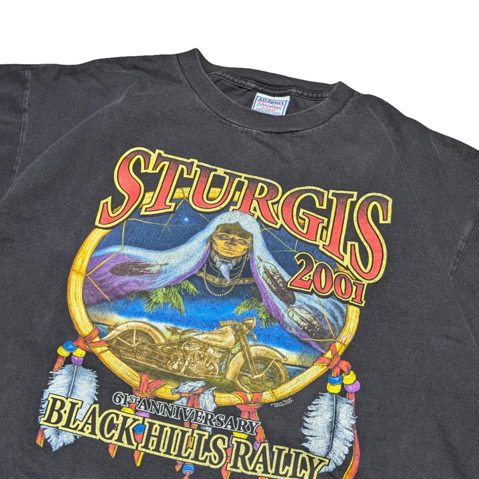 👀🔥RARE XL VTG 2001 61st Anniversary STURGIS Rally T Shirt Black Hills SD Y2K
