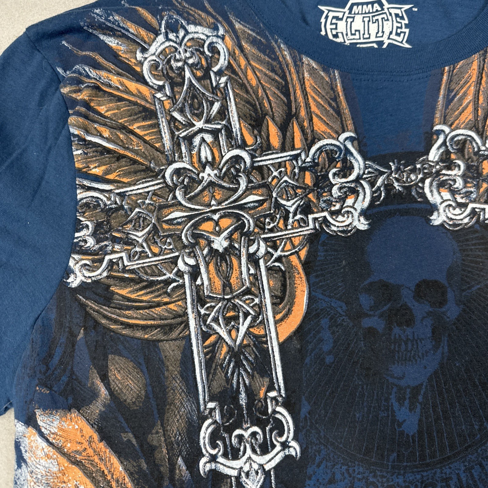 Vintage Y2K MMA Elite Thermal T Shirt Mens SIze Lace Long Sleeve Crewneck Skulls