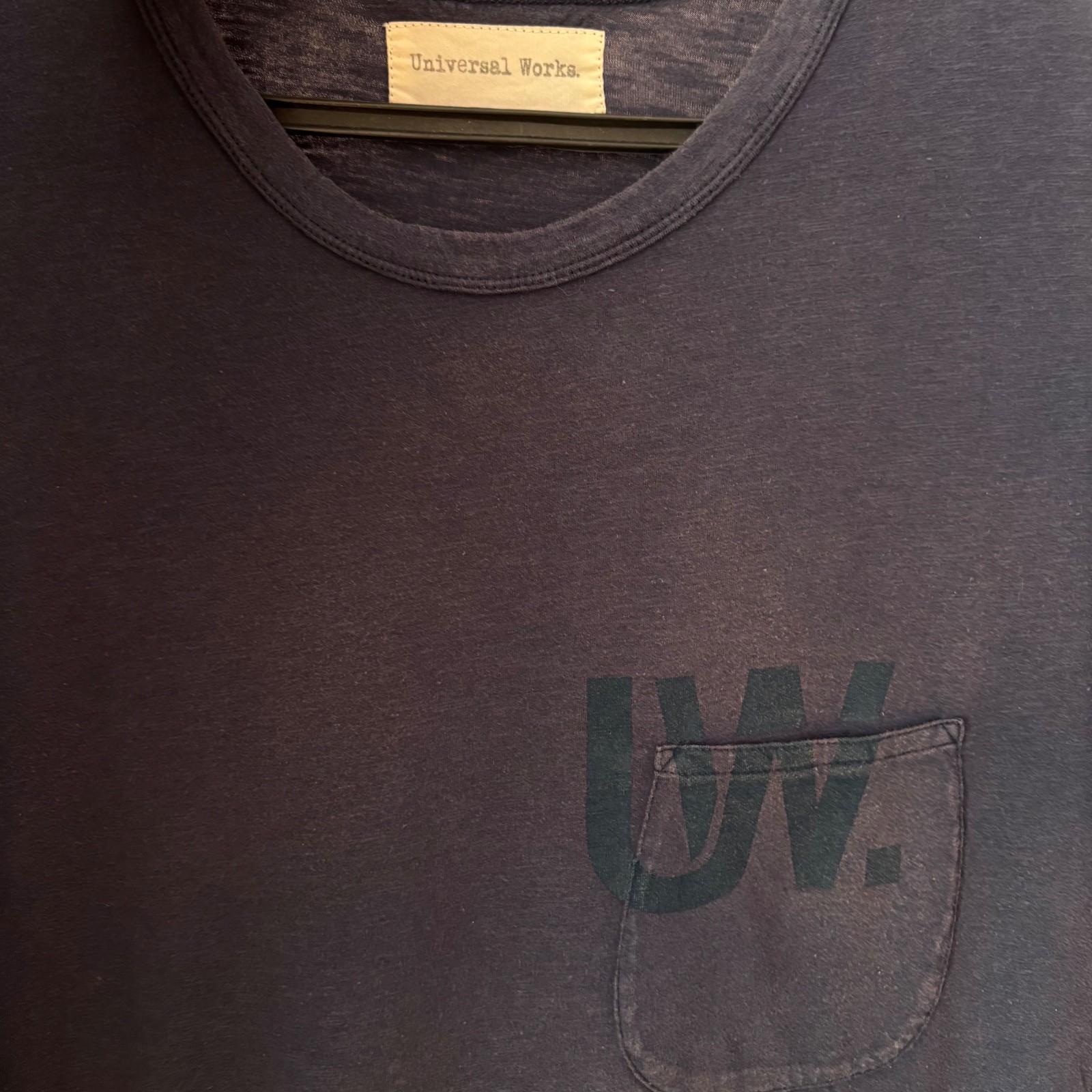 Universal Works Faded Pocket T-Shirt Navy Size M Made in Portugal