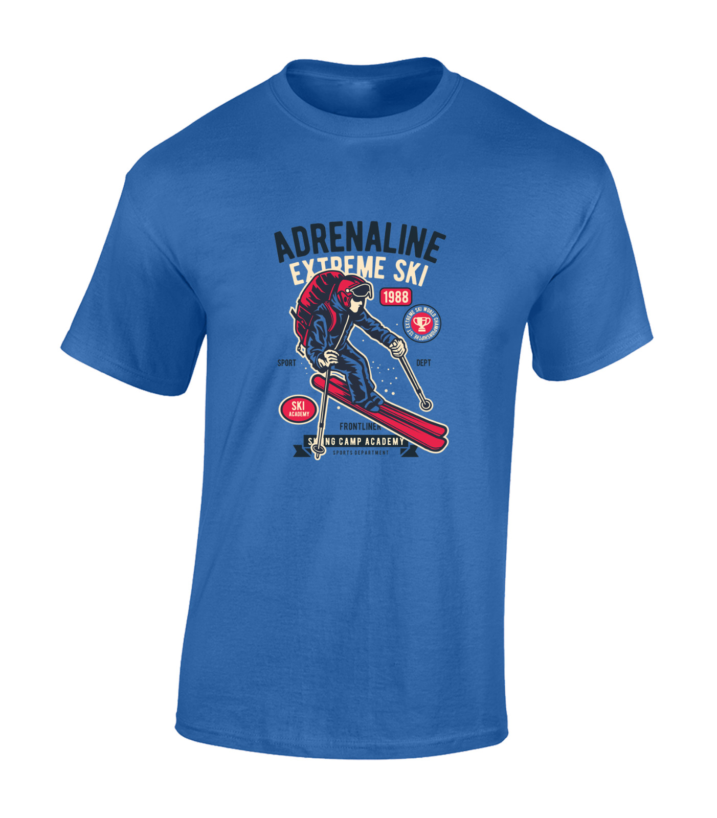 ADRENALINE EXTREME SKI MENS T SHIRT SKIING DESIGN COOL HOLIDAY CLOTHING GIFT TOP
