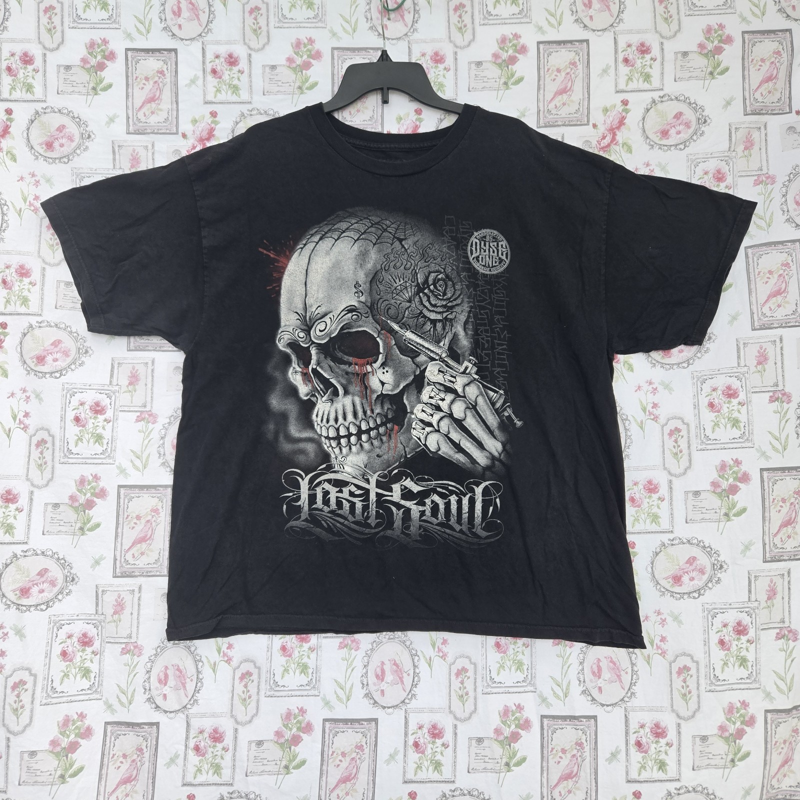 Dyse One Lost Soul Skull Tattoo Art Black T-Shirt Mens Streetwear Size 2XL