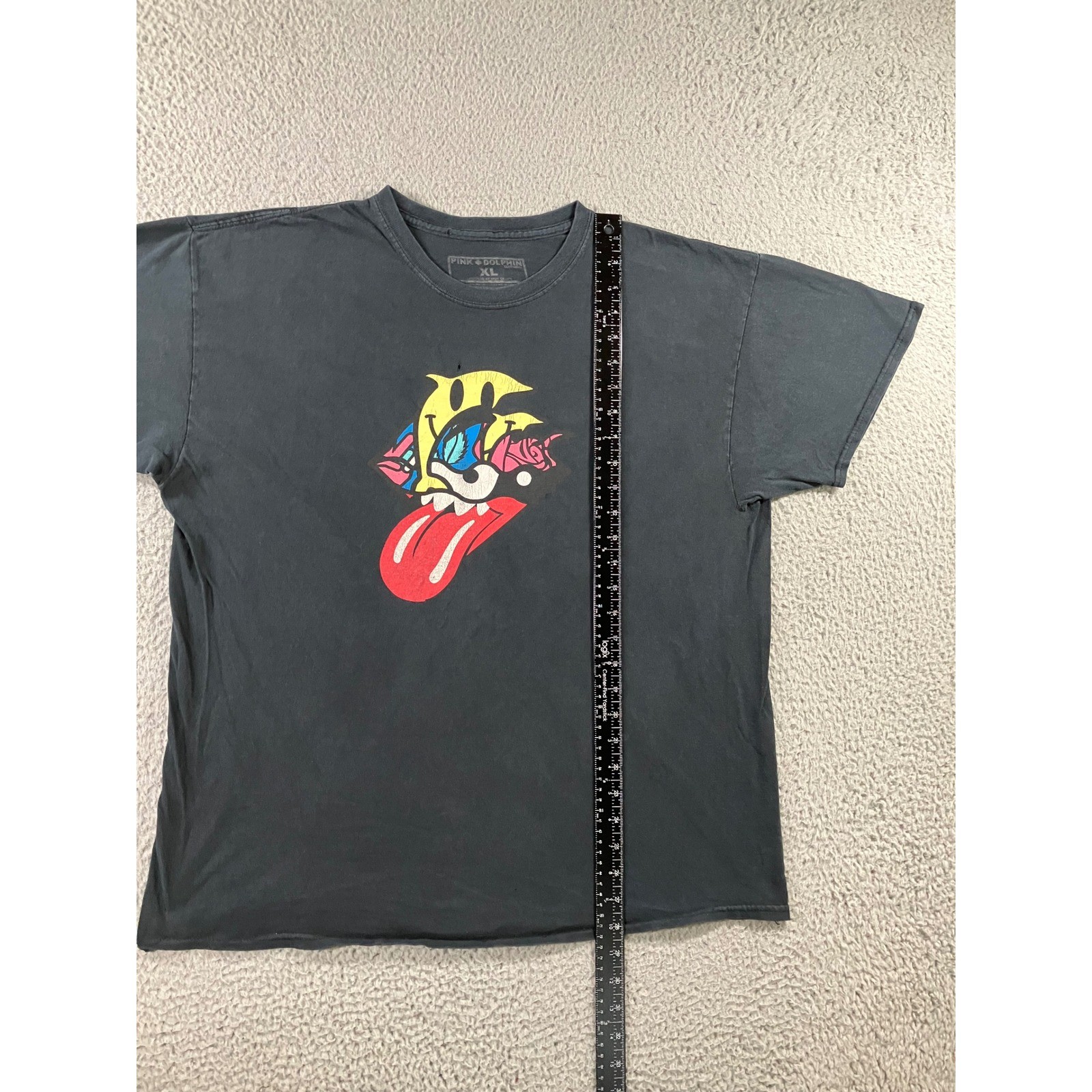 Pink+Dolphin x Rolling Stones Graphic Tee XL Distressed Street Skater Japanese