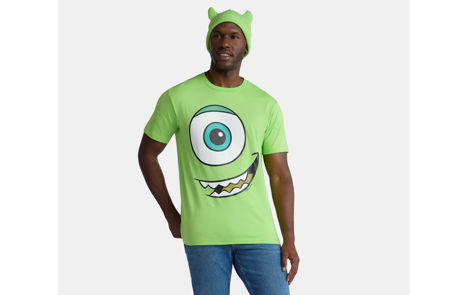 Mike Wazowski Men&rsquo;s Graphic Halloween T-Shirt & Matching Beanie Green XL (40-42