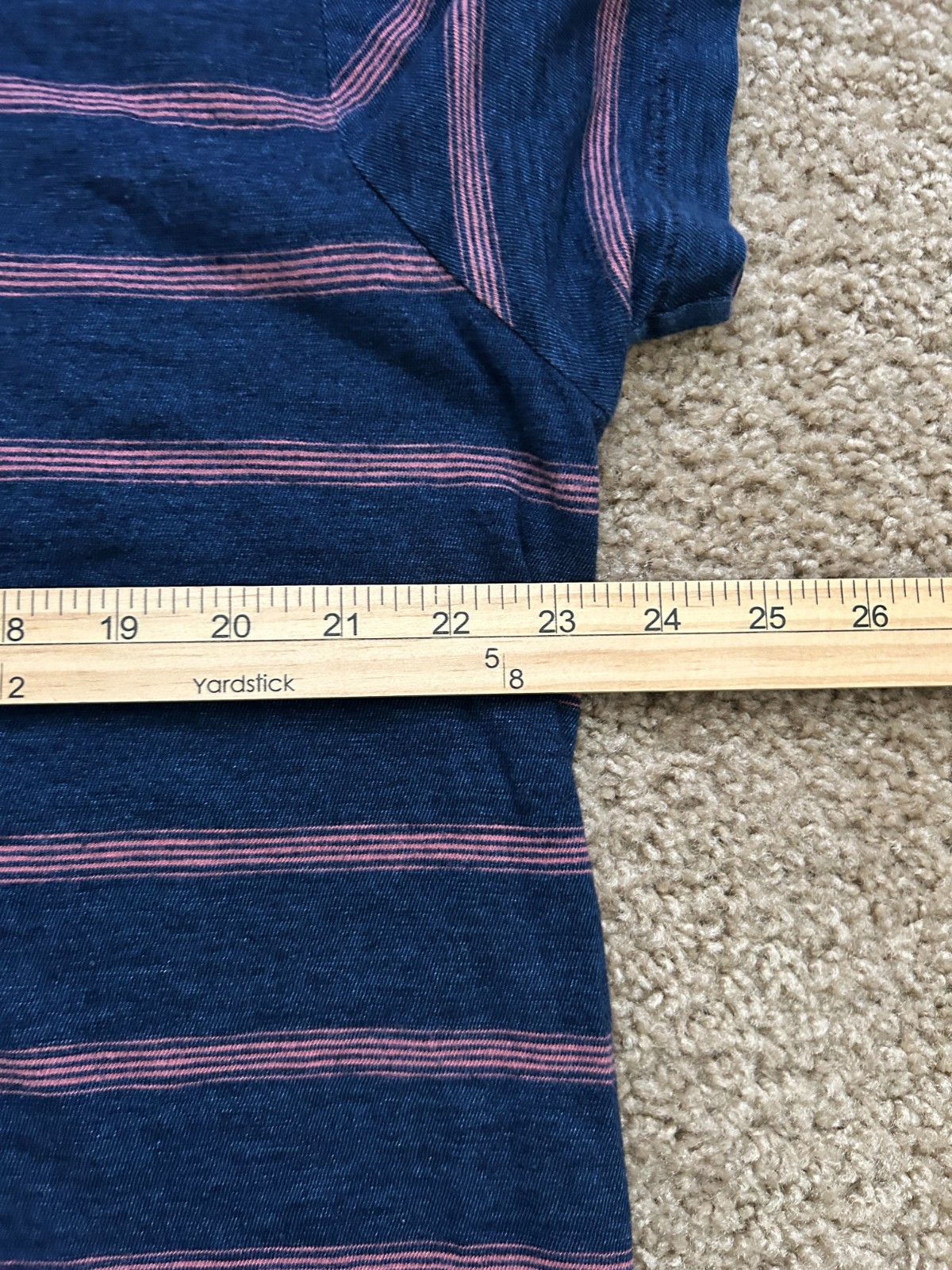 Lucky Brand Henley Shirt Mens XL True Indigo Blue Striped Short Sleeve