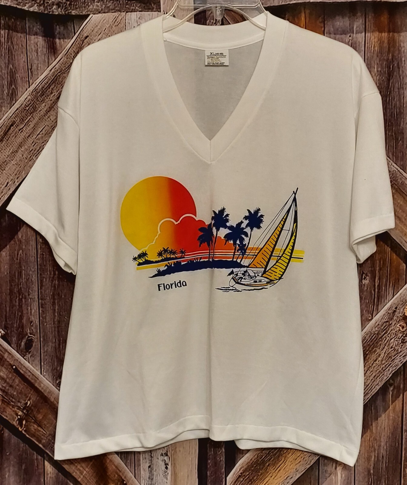Vintage Golden Comfort White FLORIDA Tight Knit T-Shirt Adult XL