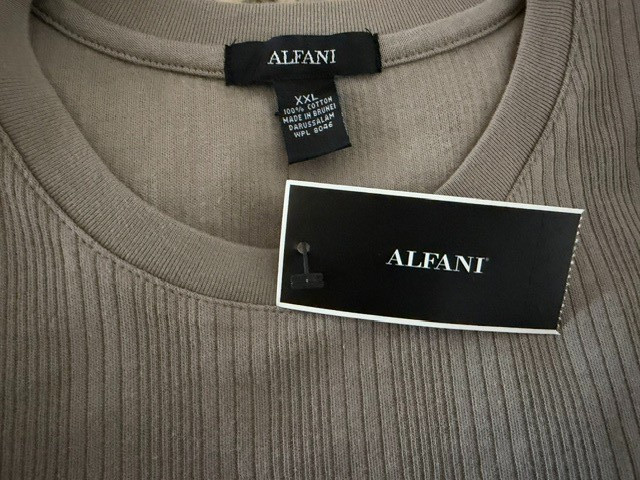 Alfani Men&rsquo;s Short Sleeve Pullover Crew Neck Ribbed Top New Cinder XXL NWT