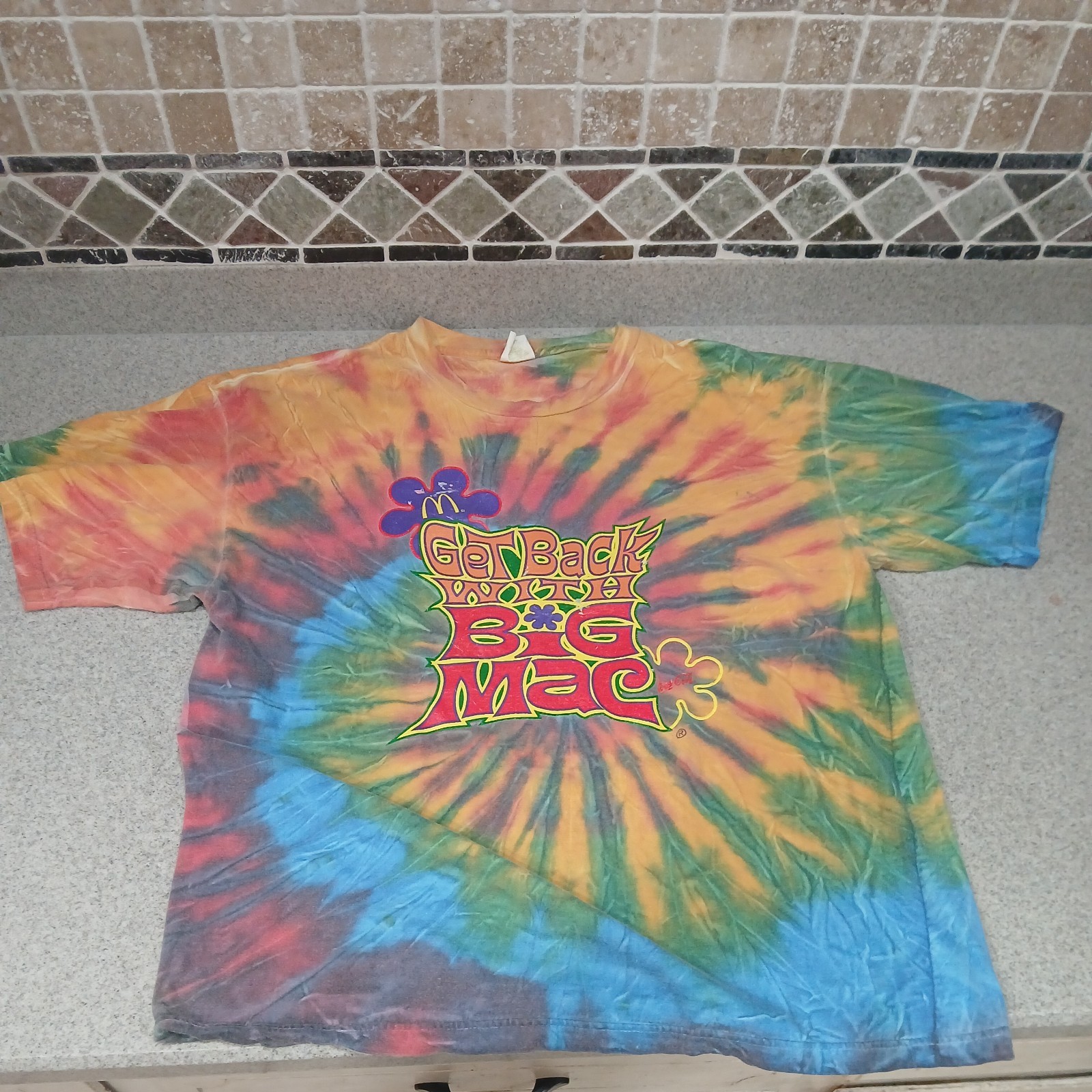 McDonald’s Get Back With Big Mac Tie Dye Shirt XL Vintage 90’s Nice c pics