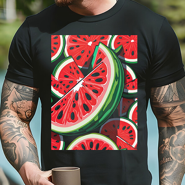 Funny T-Shirts WATERMELON FRUIT Pattern Graphic Art Print Tee Gift Idea Present