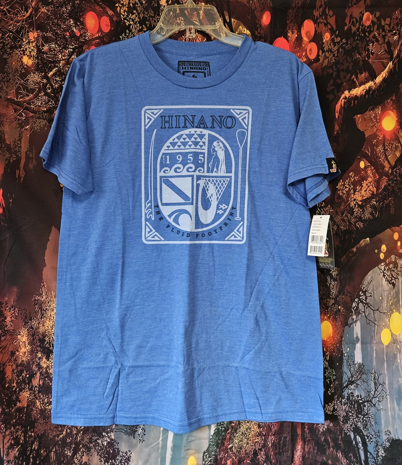 Hinano Tahiti Fluid Footprint Men&rsquo;s Blue Graphic Logo Crew T-Shirt Size M