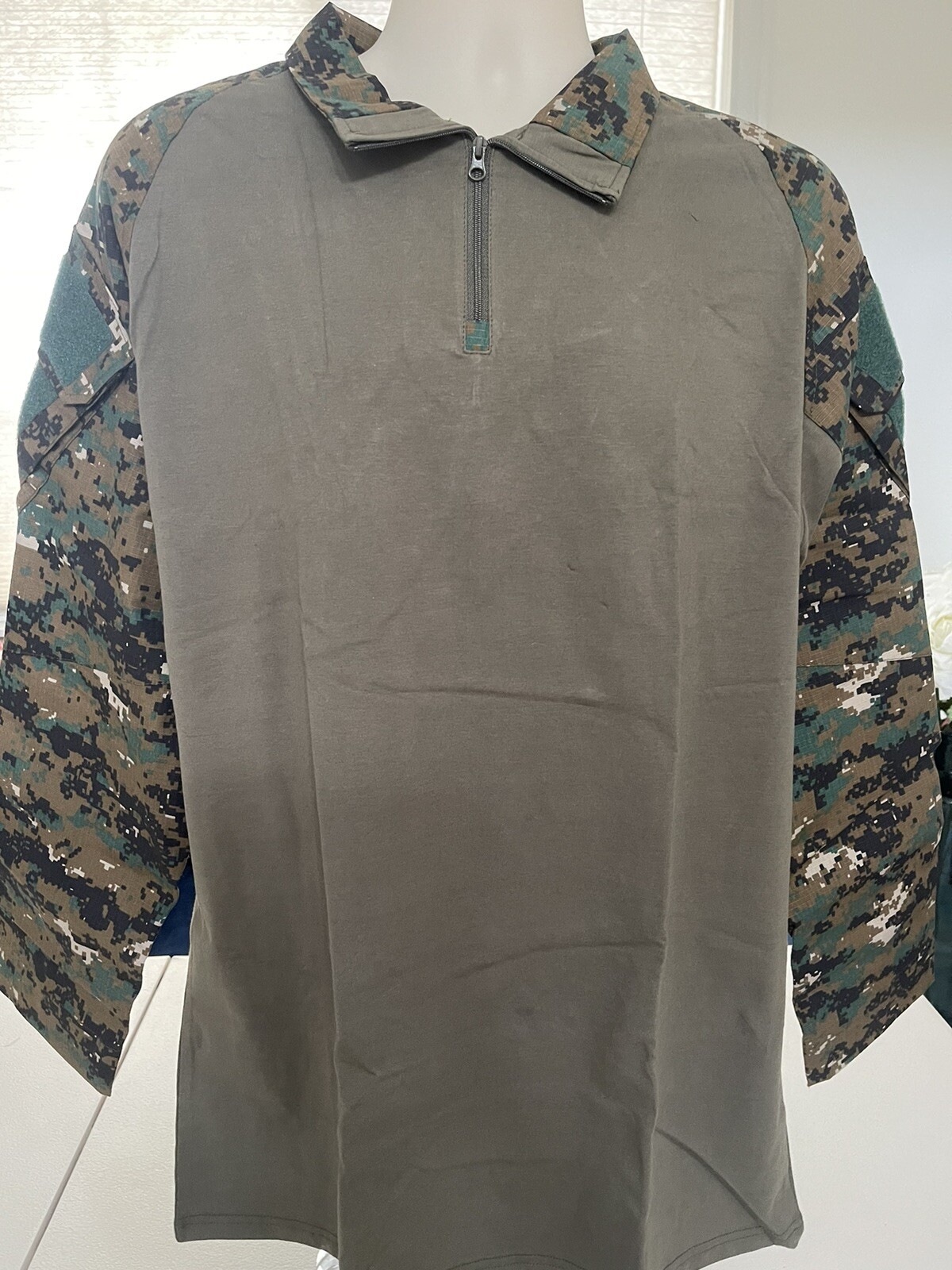 MAGCOMSEN Men&rsquo;s Tactical Military 1/4 Zip Camo Long Sleeve Shirt Men&rsquo;s XL Green