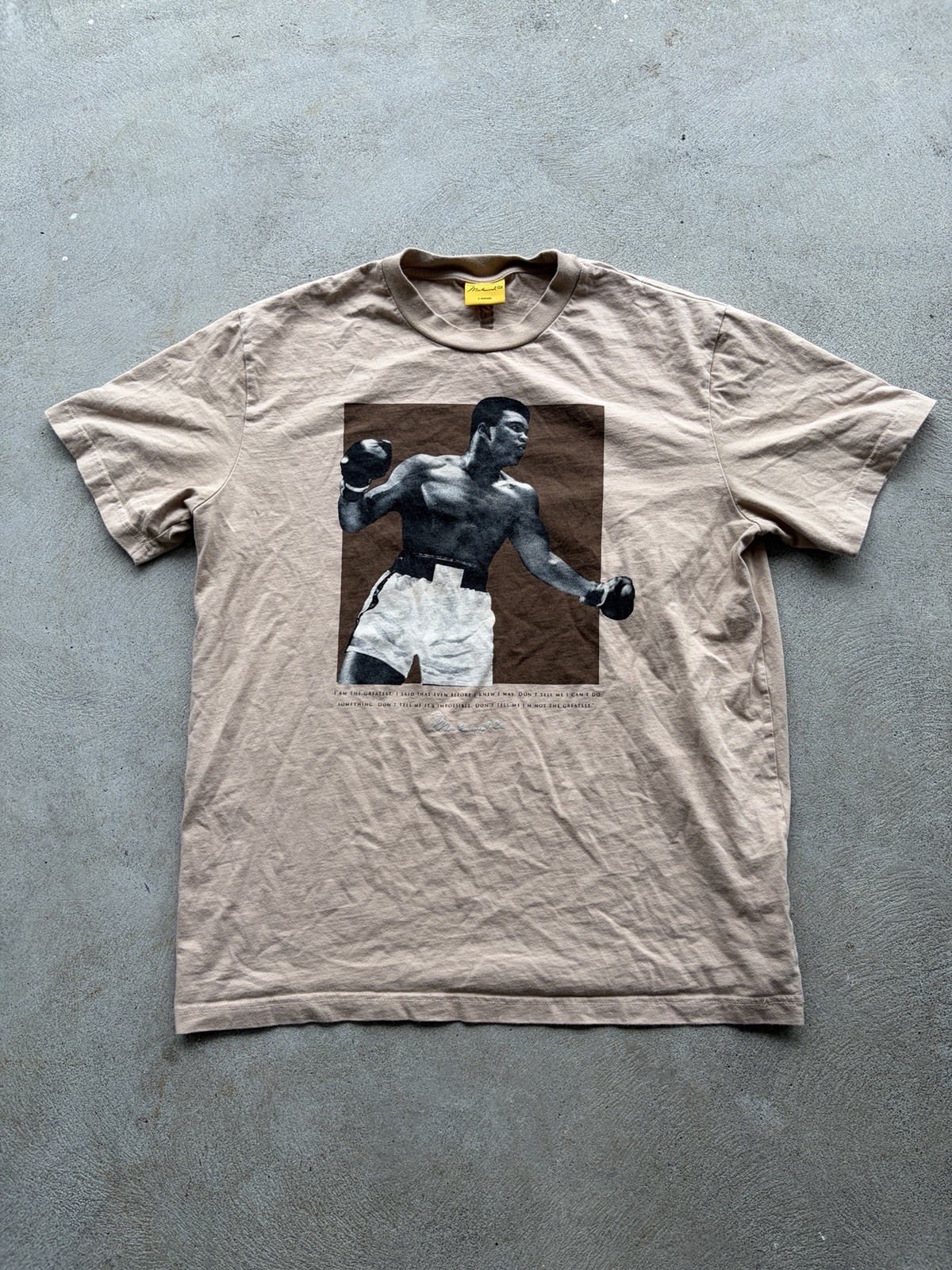 Muhammad Ali Graphic Brown T Shirt Tee Size Large Boxing Sports