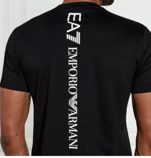 Emporio Armani Black Men&rsquo;s T-Shirt Round Neck, size M*L*XL*2XL*3XL ,Stripe logo