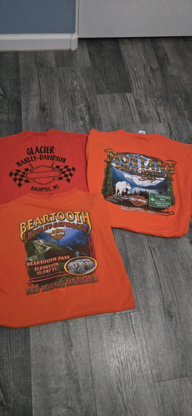 HarleyDavidson Lot of 3 Orange Montana Graphic T-Shirts