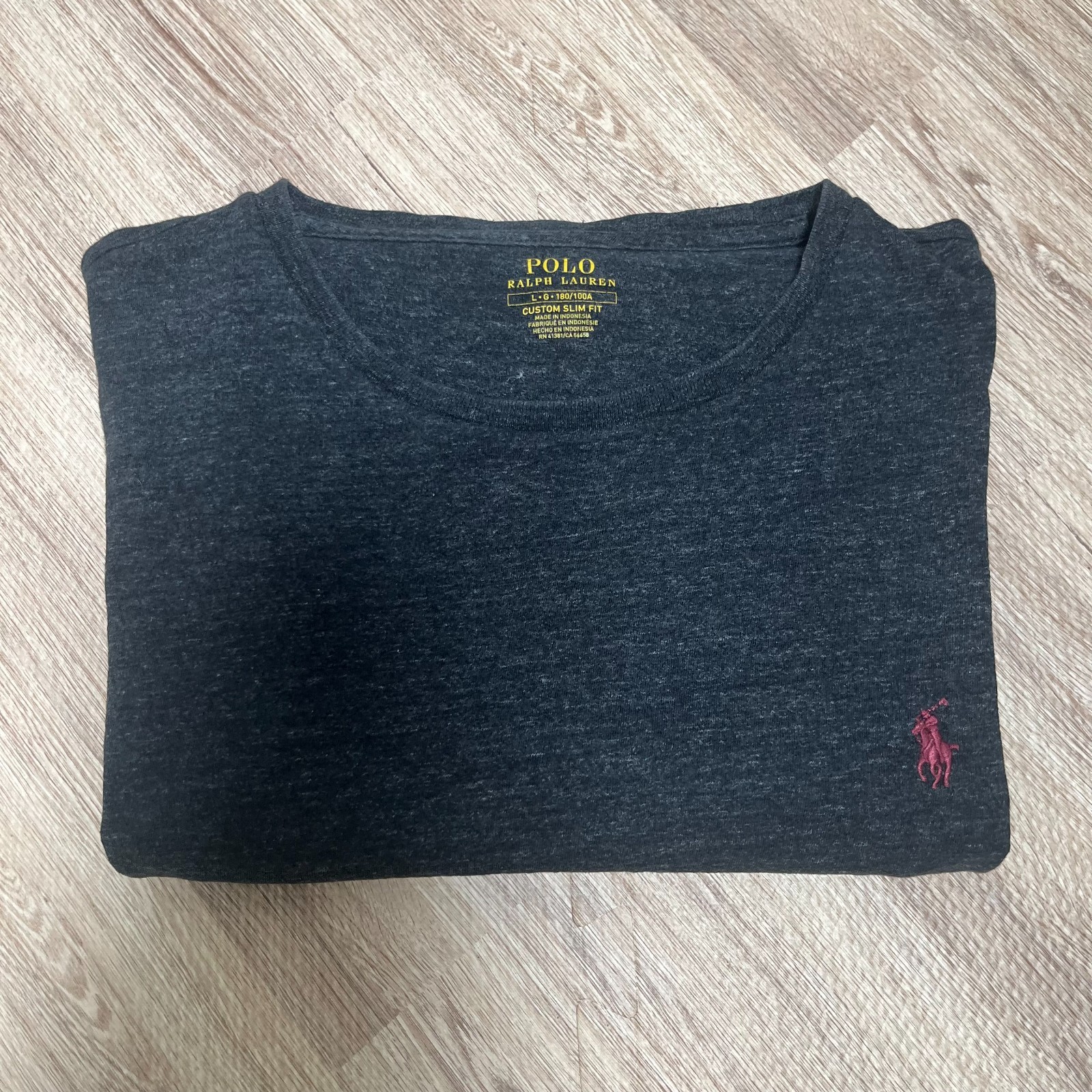 Polo Ralph Lauren Shirt Mens Large Custom Slim Fit Charcoal Grey Top Tee